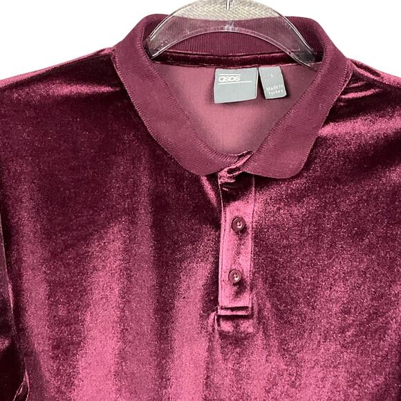ASOS Velvet Pullover Top Shirt Long Sleeve Shirt Top Burgundy Wine sz Small - Picture 11 of 12